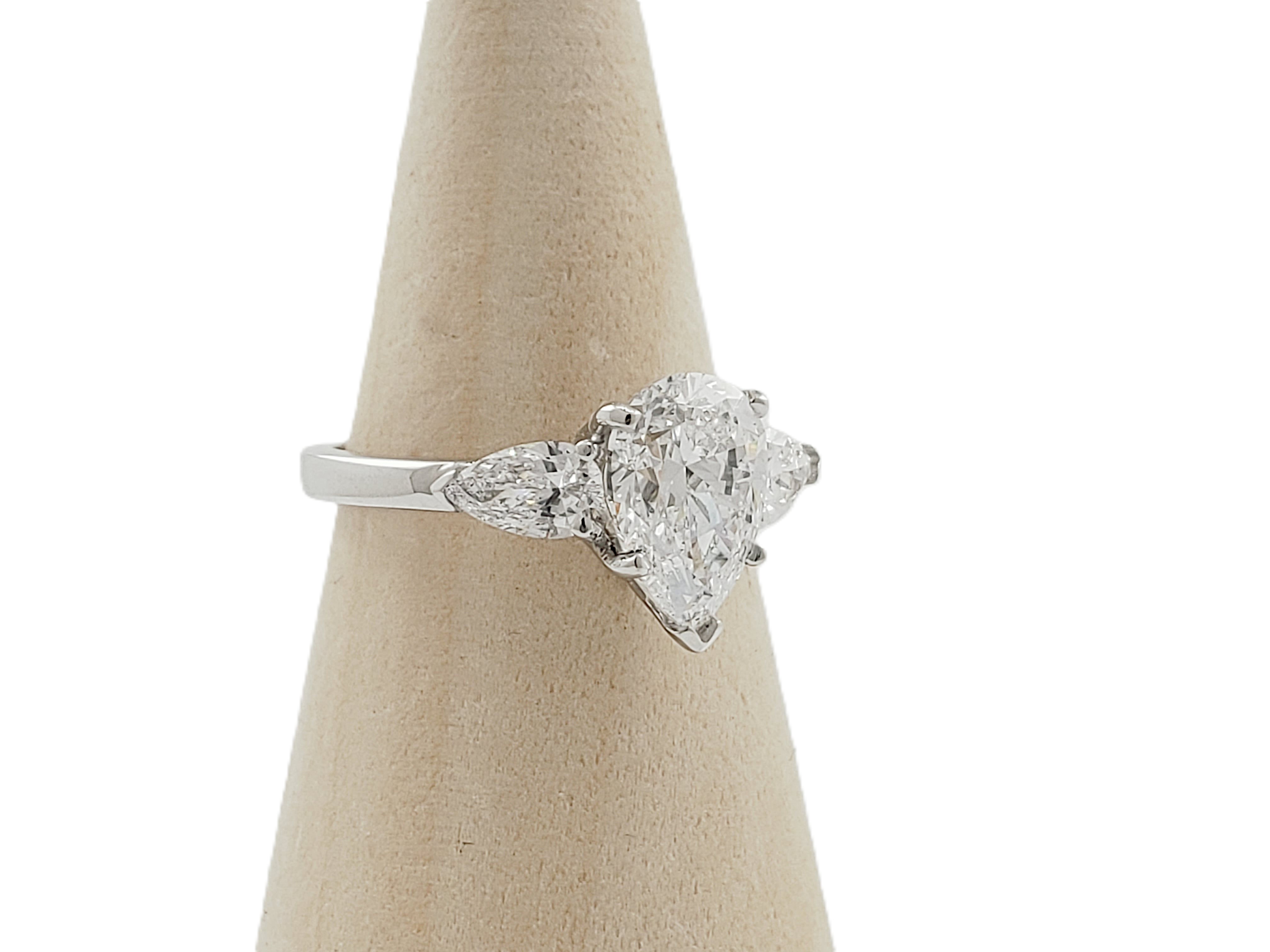 Three Stone Pear Shape Diamond Ring